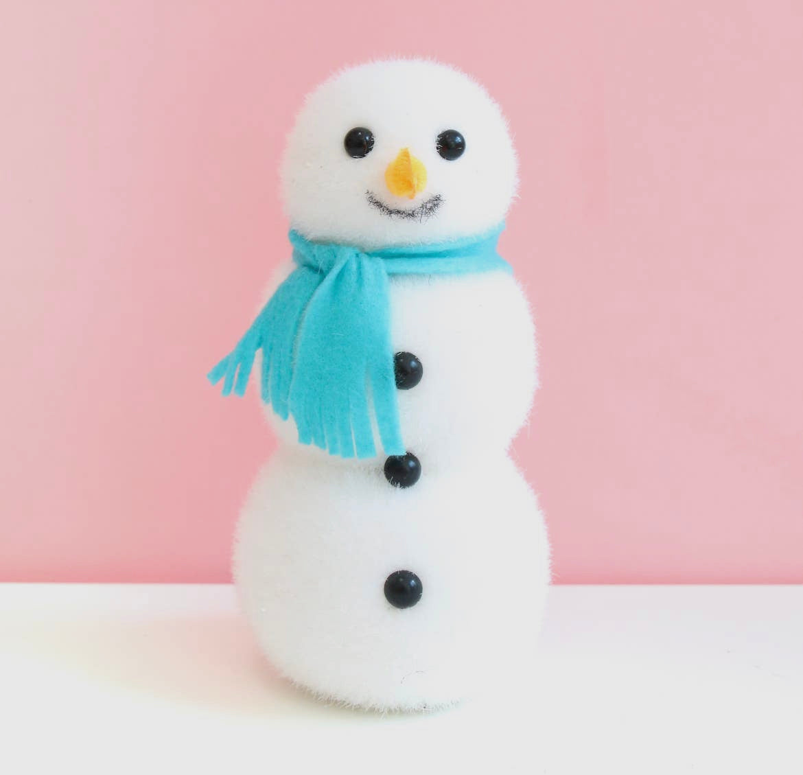 Turquoise Flocked Snowman 8in