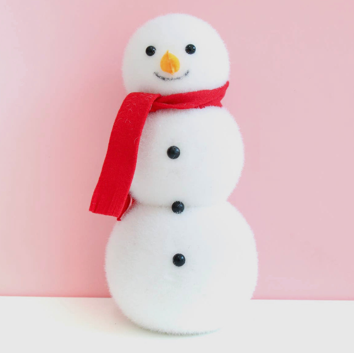Red Flocked Snowman 12in