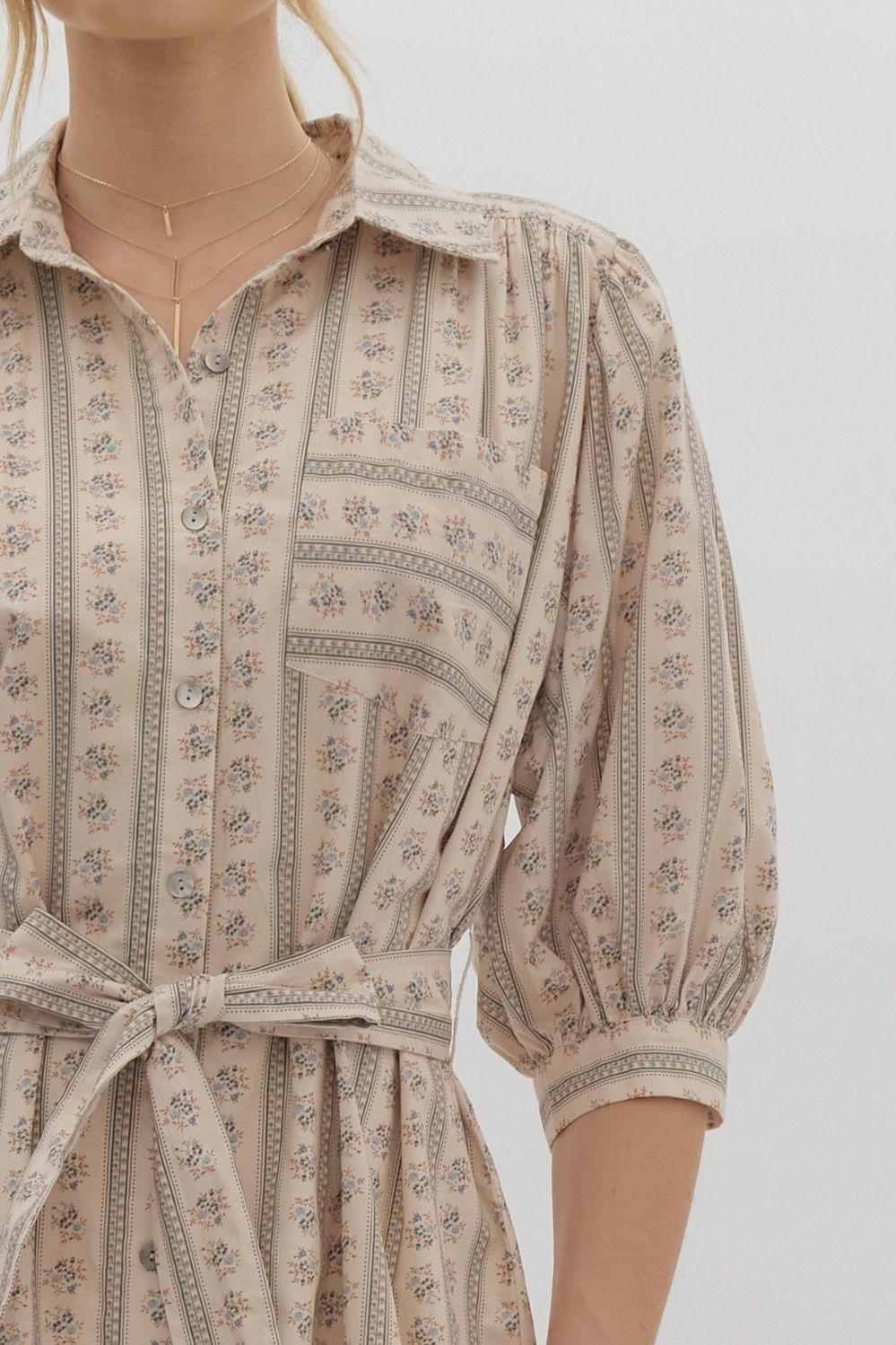 Sadie Button Down Collared Midi Dress