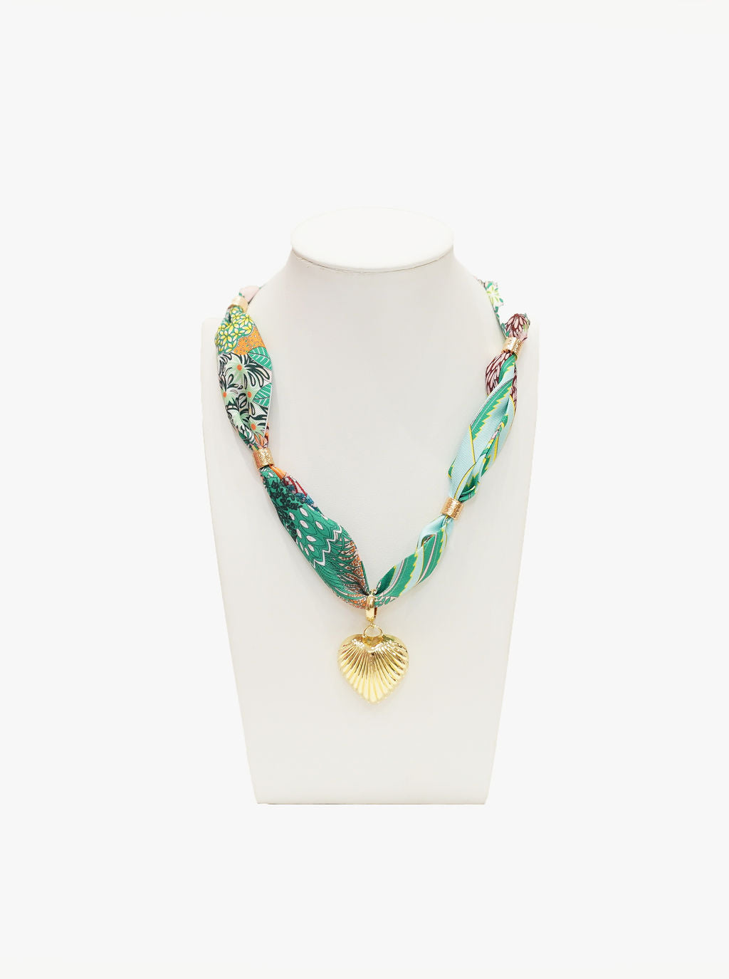 Tahiti Scarf Necklace, Heart Charm