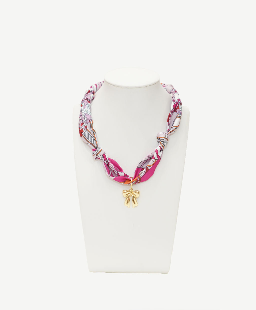 Cassidy Scarf Necklace, Bow Charm