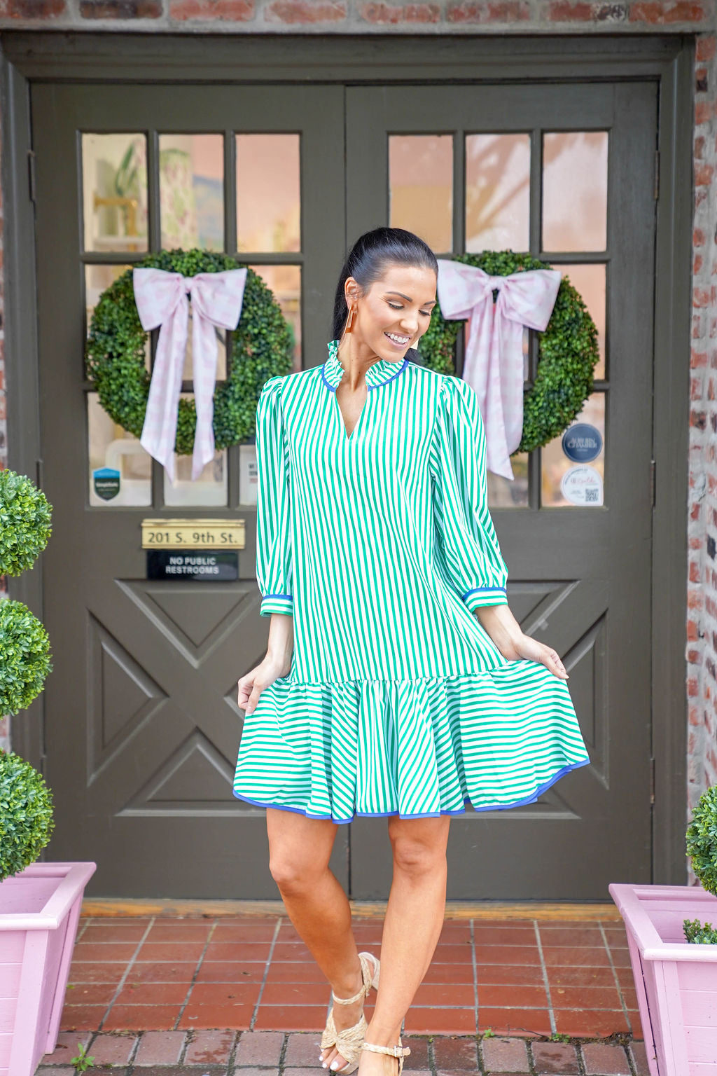 Naomi Lined Up Dress, Green