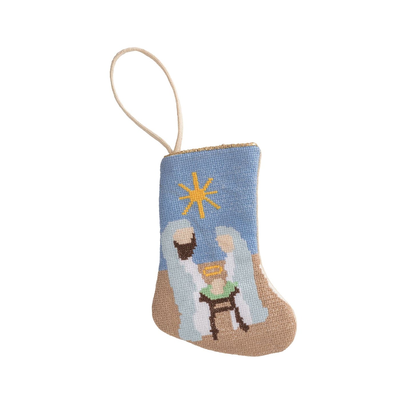 Nativity Needlepoint Mini Stocking