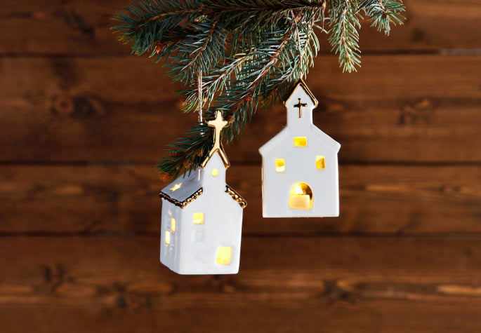 Light Up Church Ornament, Medium