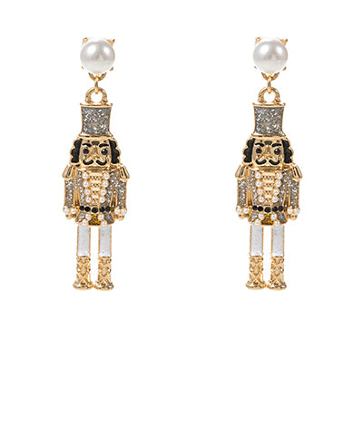 Nutcracker Earrings, Silver