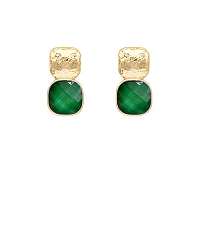 Dutch Square Earrings, Dark Green