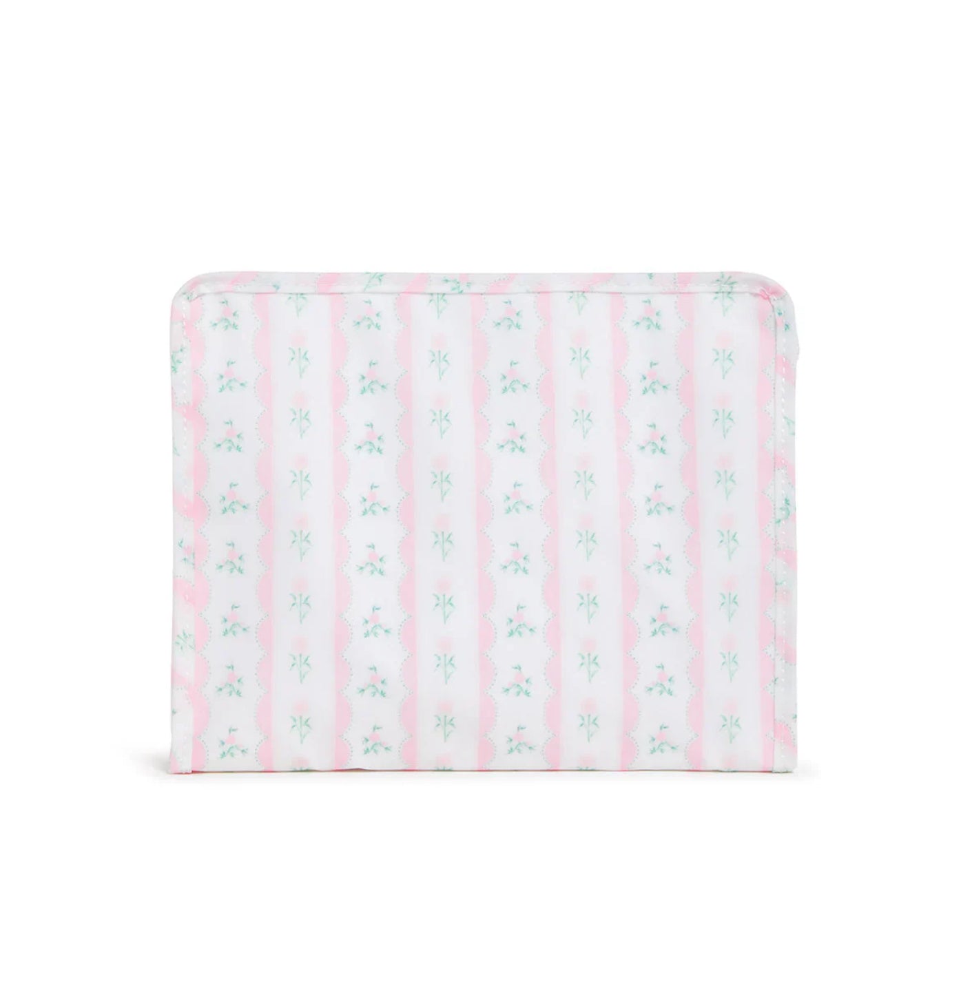Roadie Large Zip Pouch, Ribbon Floral Pink