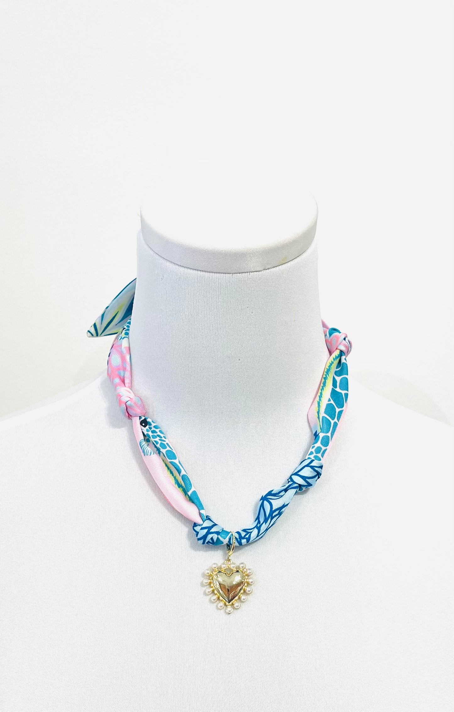 Palm Springs Scarf Necklace, Heart Burst Charm
