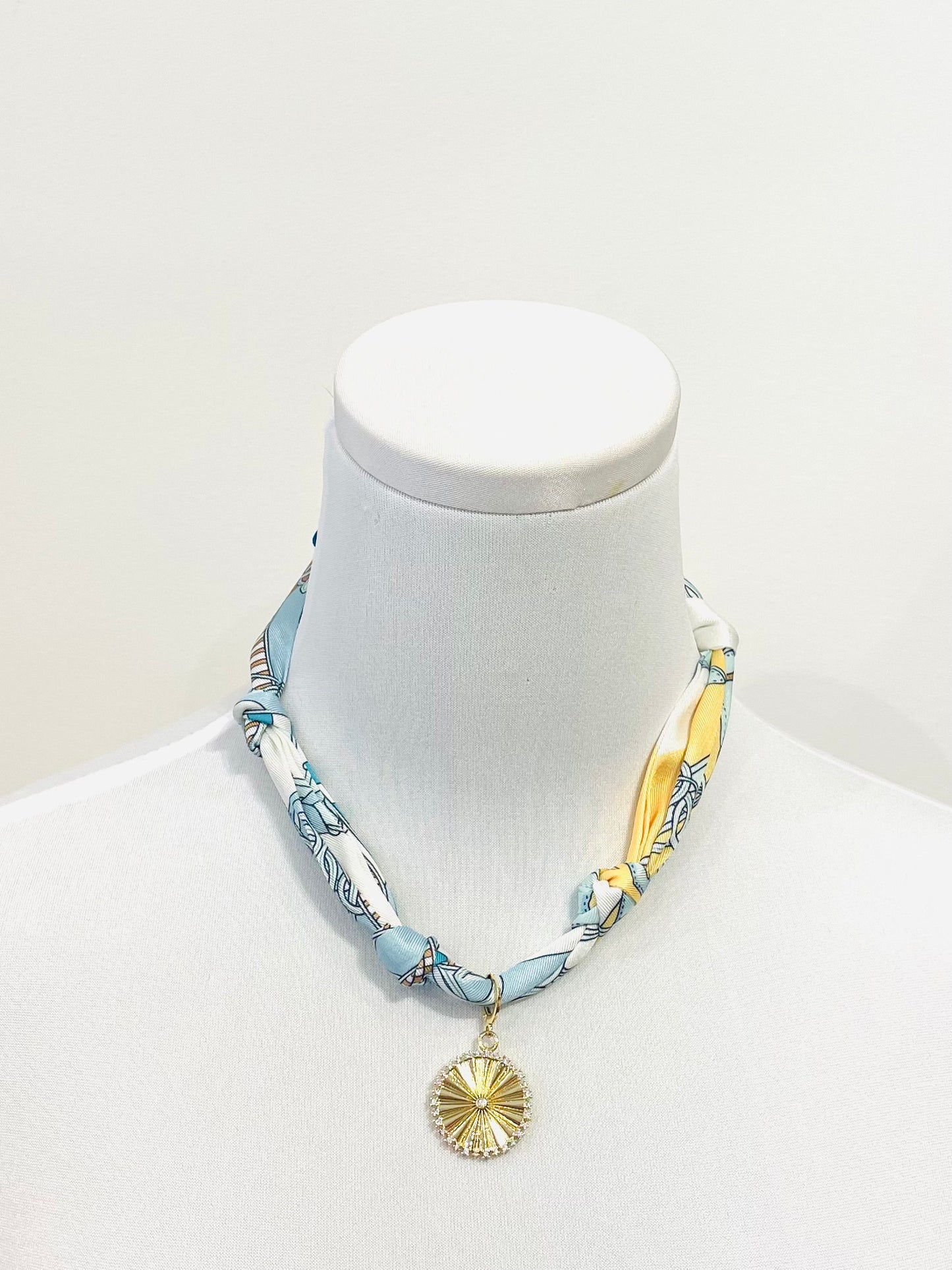 Capri Scarf Necklace, Coin Charm