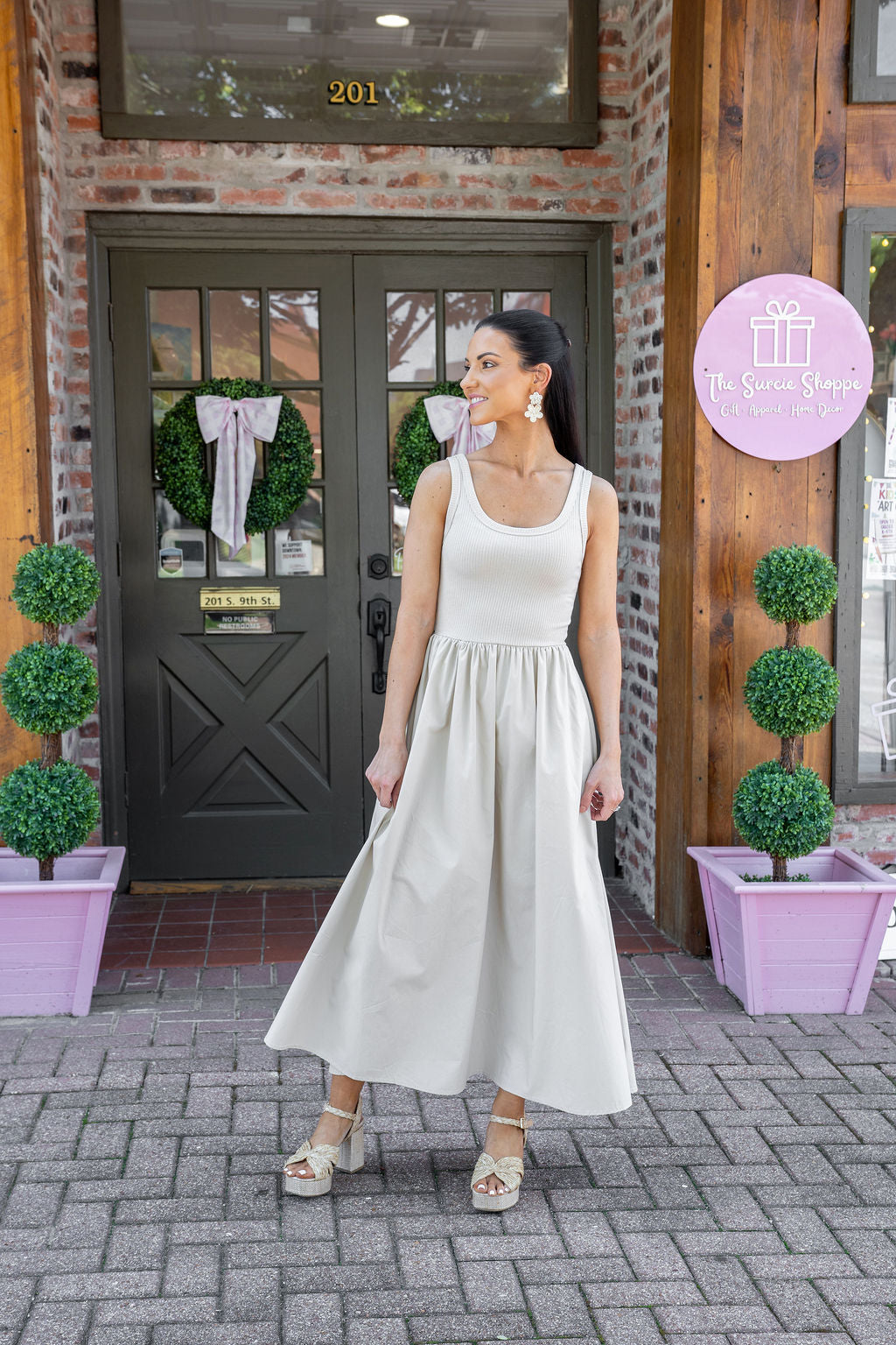 Feels Like A Good Day Khaki Midi Dress