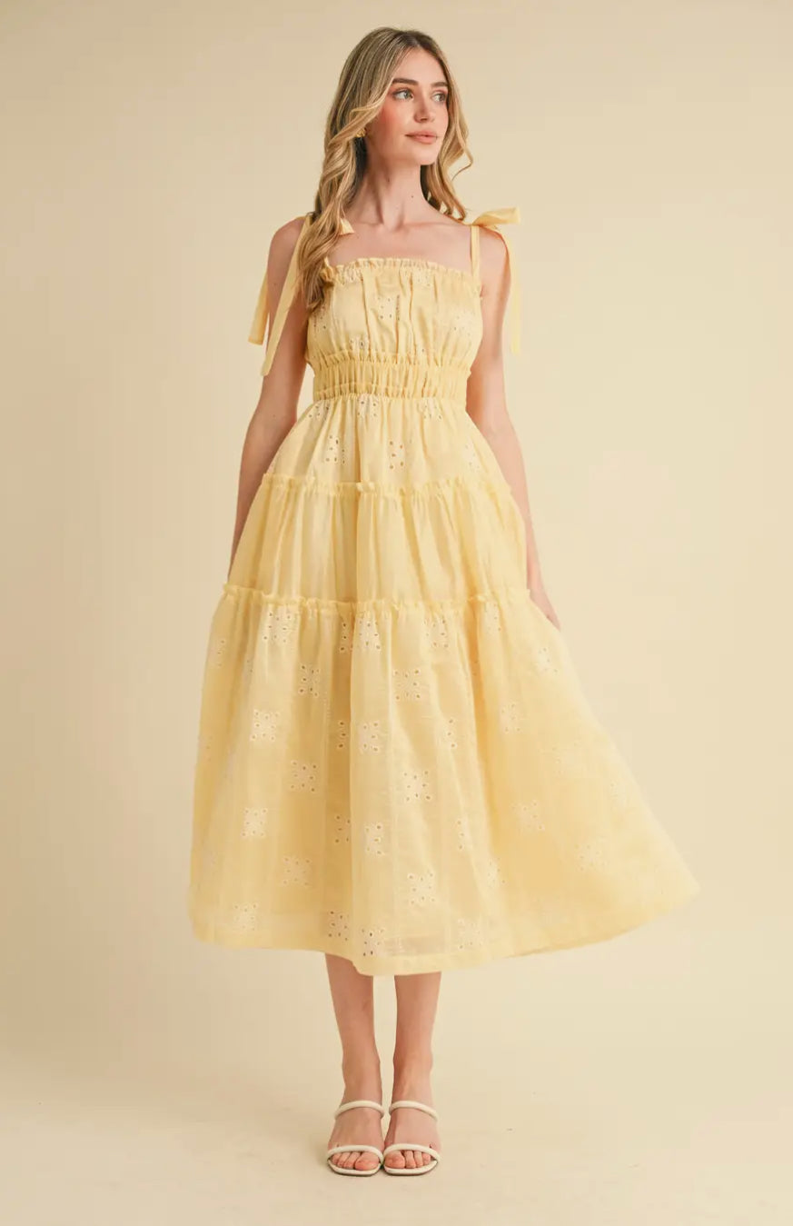 eyelet bridesmaid dress White Floral Eyelet Maxi Dress for Bride