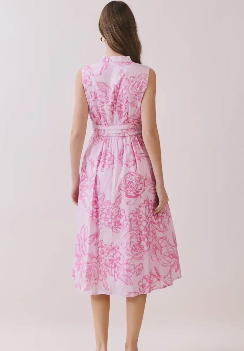 Fresh Picked Floral Front Tie Midi Dress