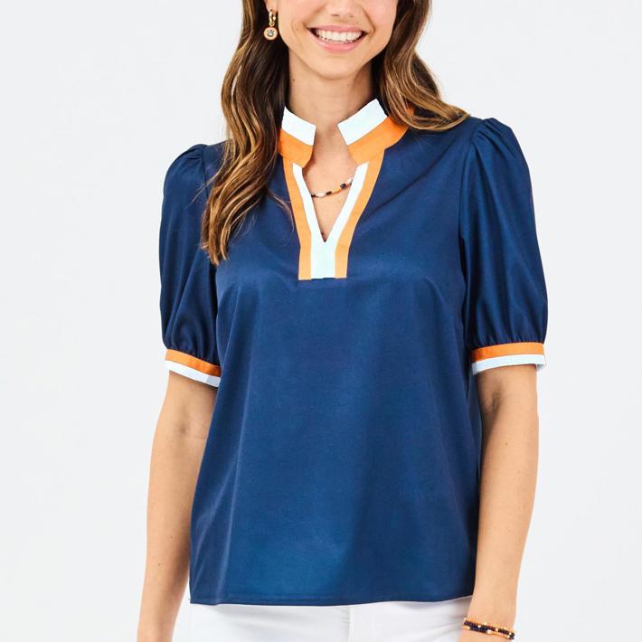 Tricia Top, Navy and Orange