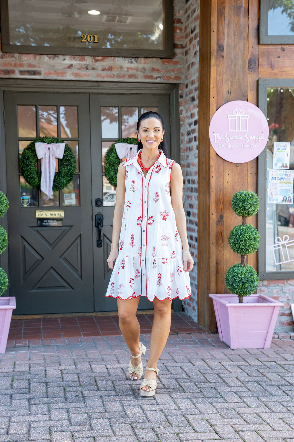 The Cherry Blossom Button Dress, Red