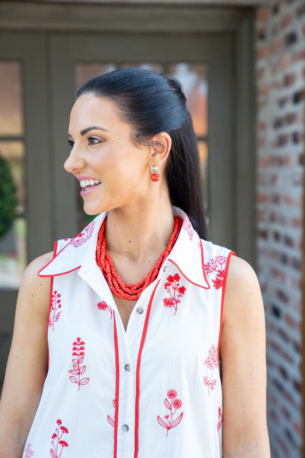 The Cherry Blossom Button Dress, Red