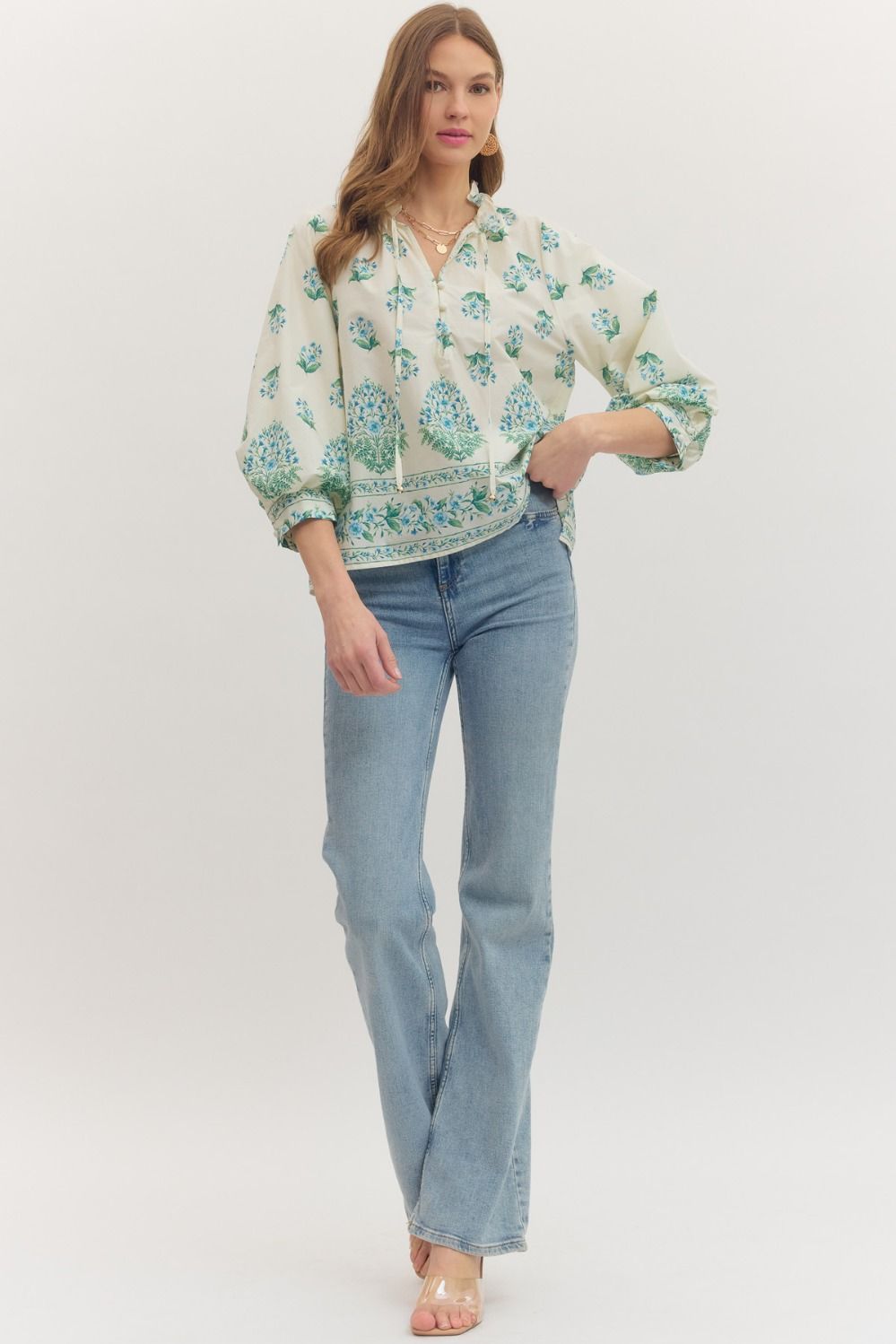 Cottage Haven Balloon Sleeve Blouse