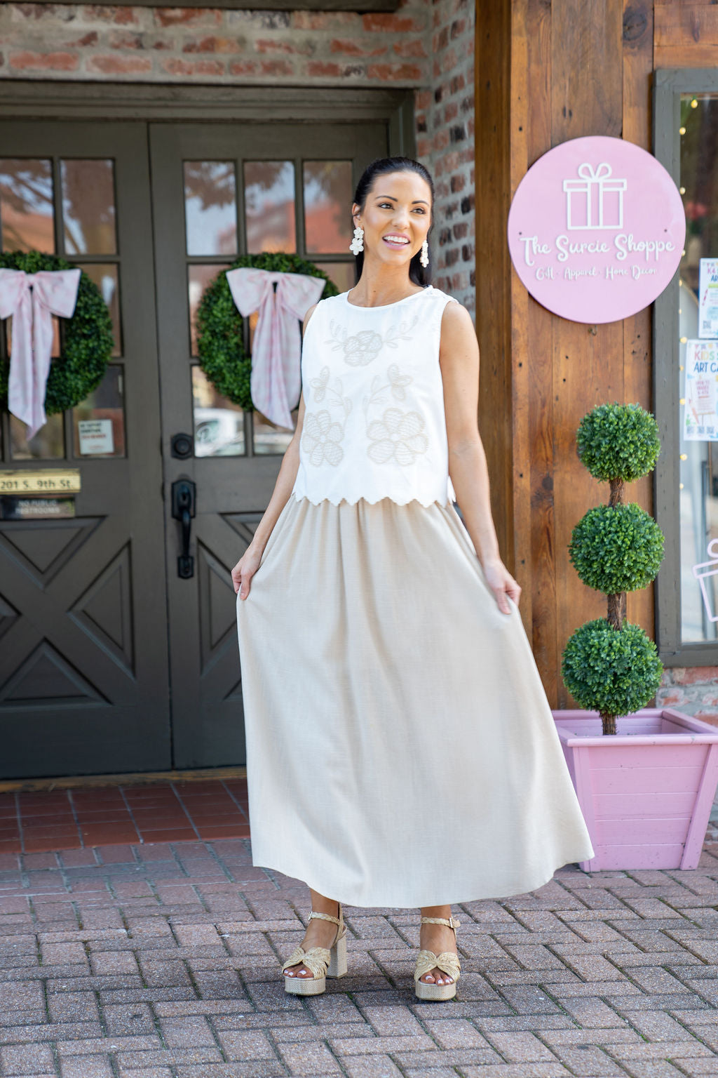 Onto Better Things Embroidered Linen Dress