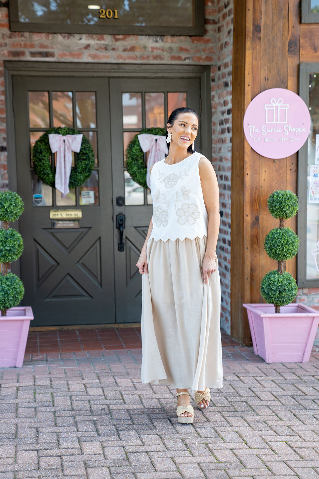 Onto Better Things Embroidered Linen Dress