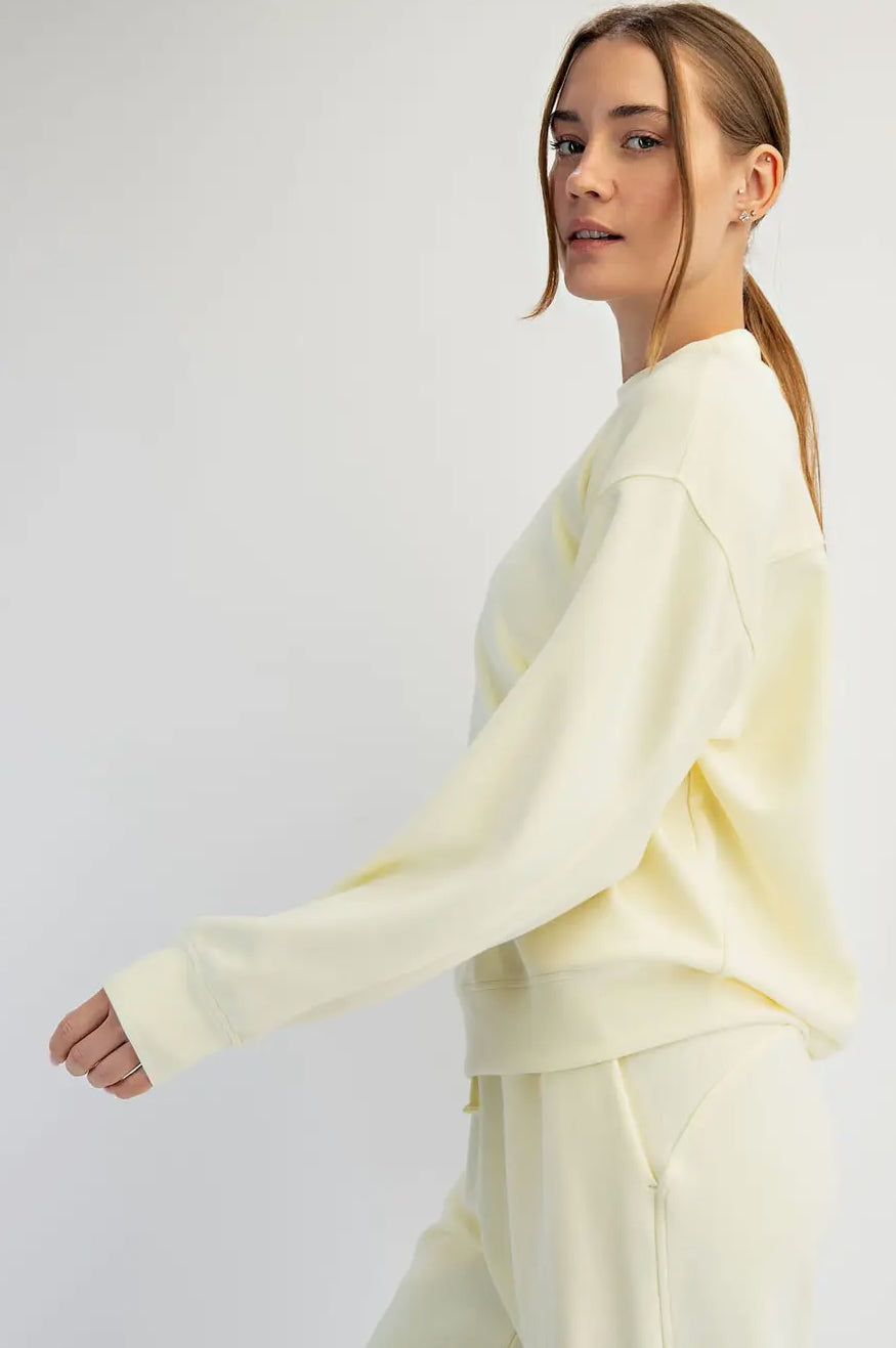 Noa Modal Scuba Mock Neck Pullover, Lemon