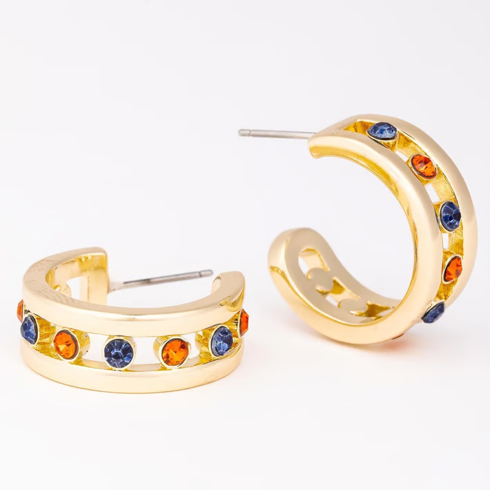 Georgina Earrings, Navy and Orange