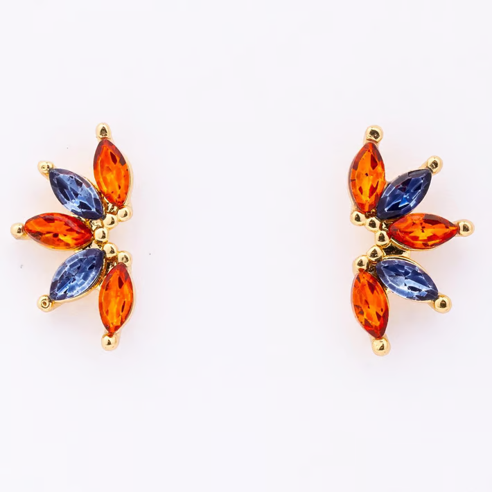 Jones Earrings, Navy and Orange