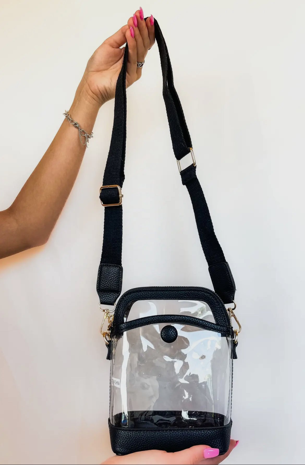 Carly Clear Crossbody Bag, Gold