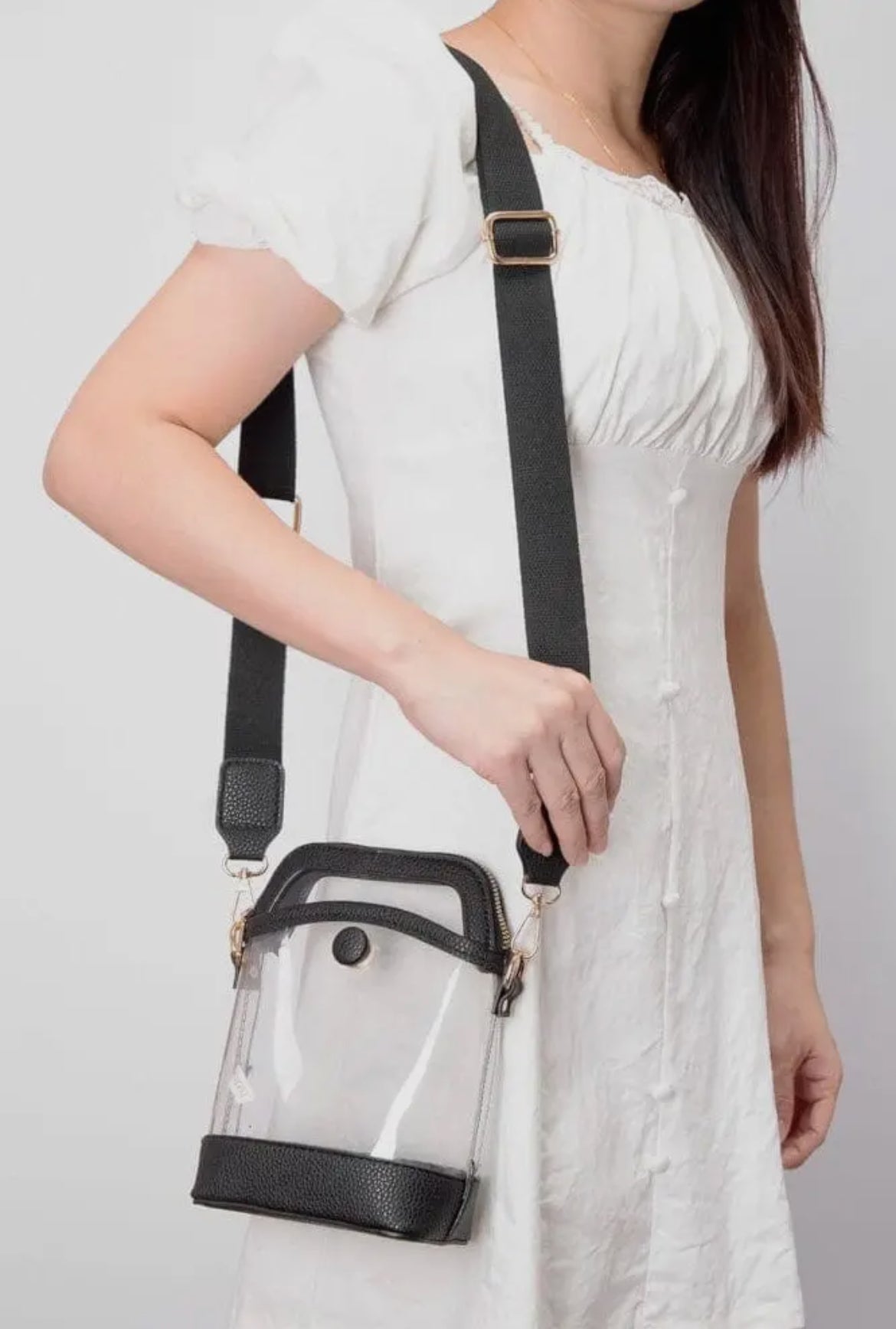 Carly Clear Crossbody Bag, Gold