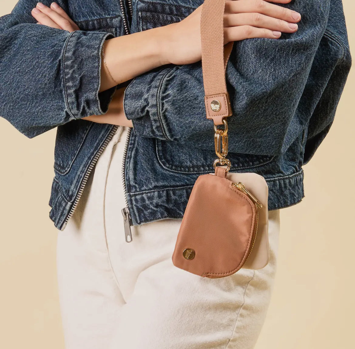 Dynamic Duo Pouch Wristlet, Beige