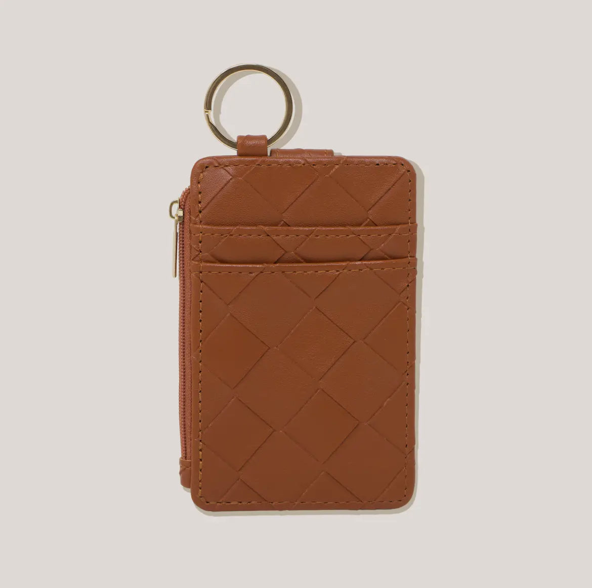 Keychain Wallet, Woven Cognac