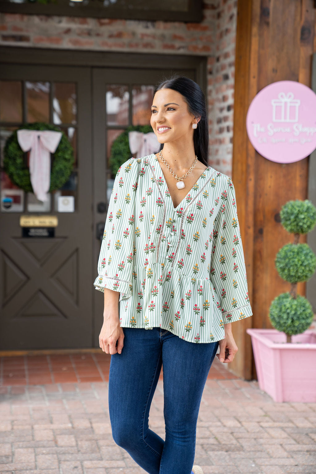 Monroe Top, Cottage Stripes