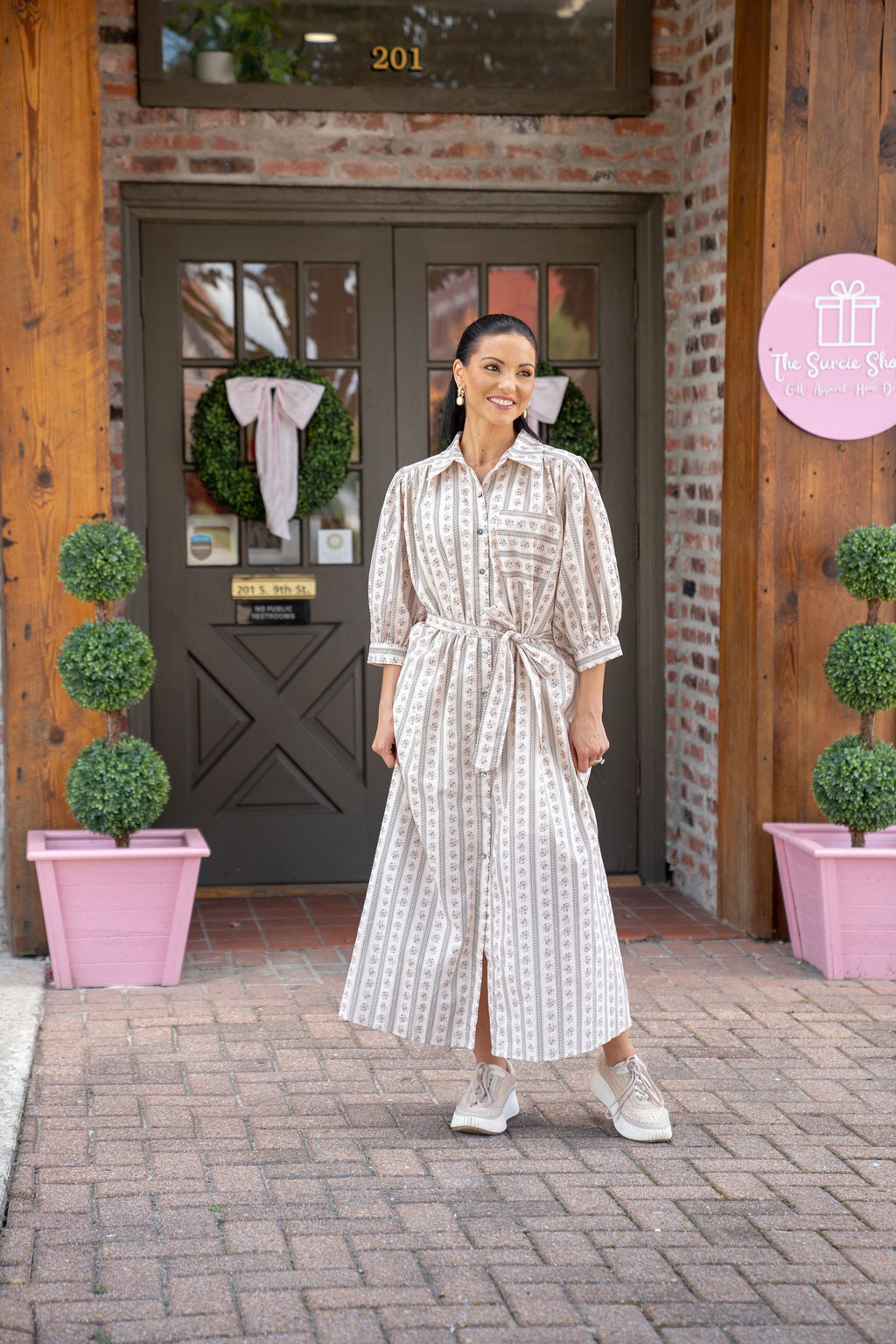 Sadie Button Down Collared Midi Dress