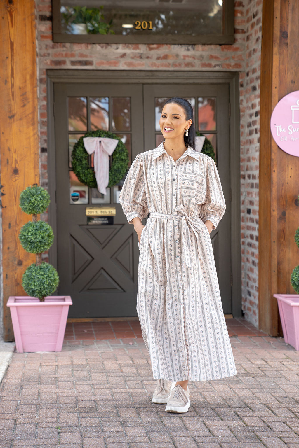 Sadie Button Down Collared Midi Dress