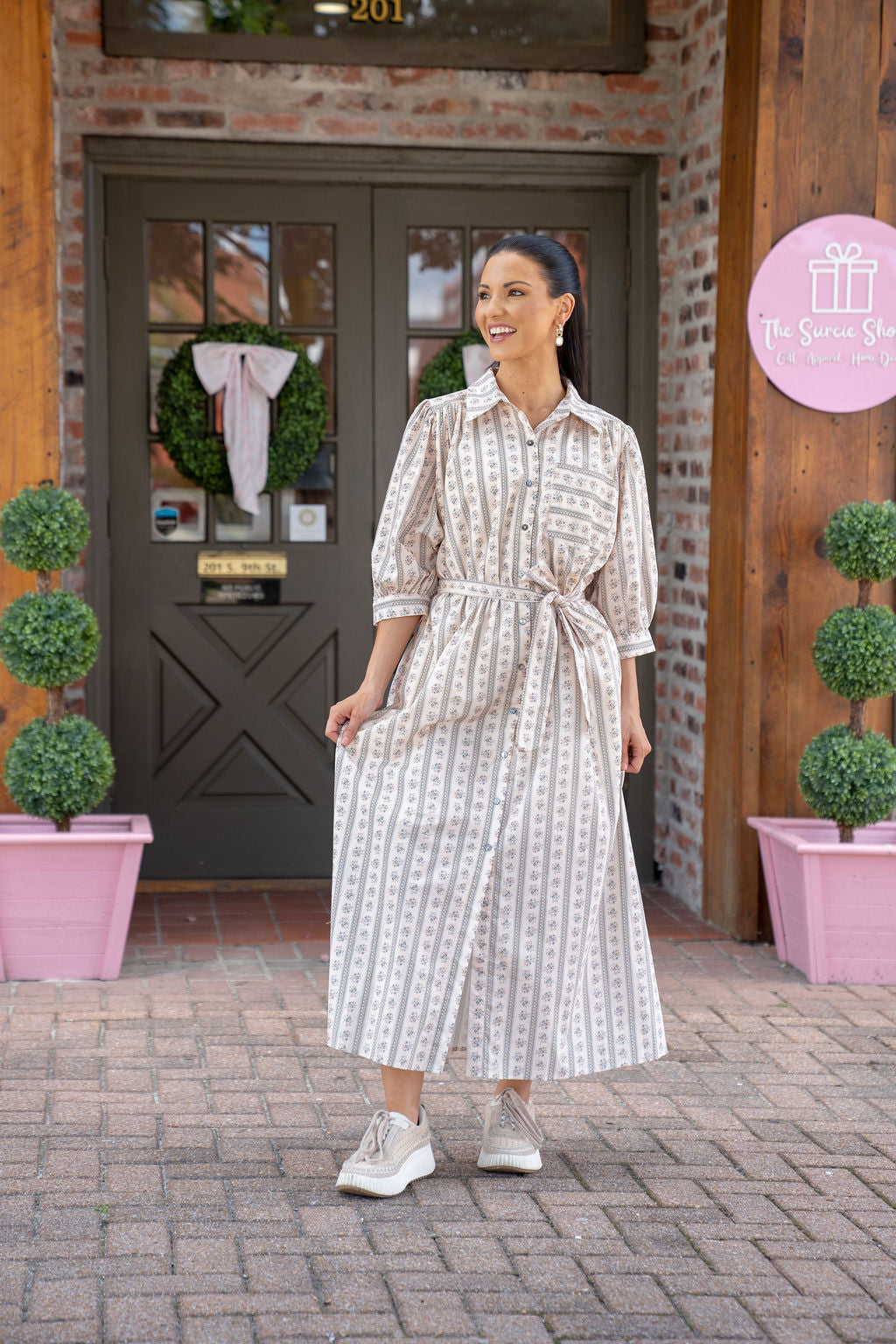 Sadie Button Down Collared Midi Dress