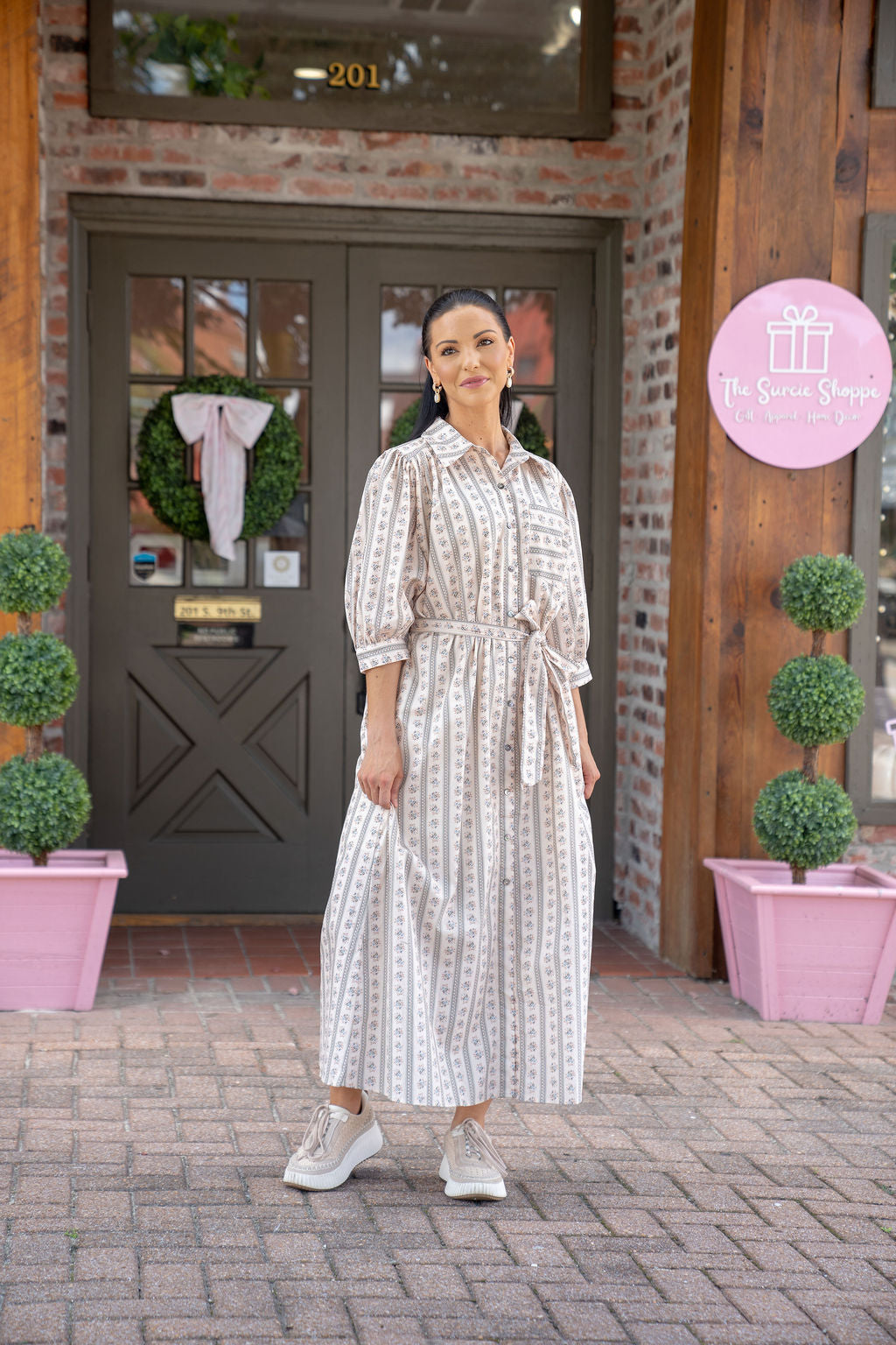 Sadie Button Down Collared Midi Dress