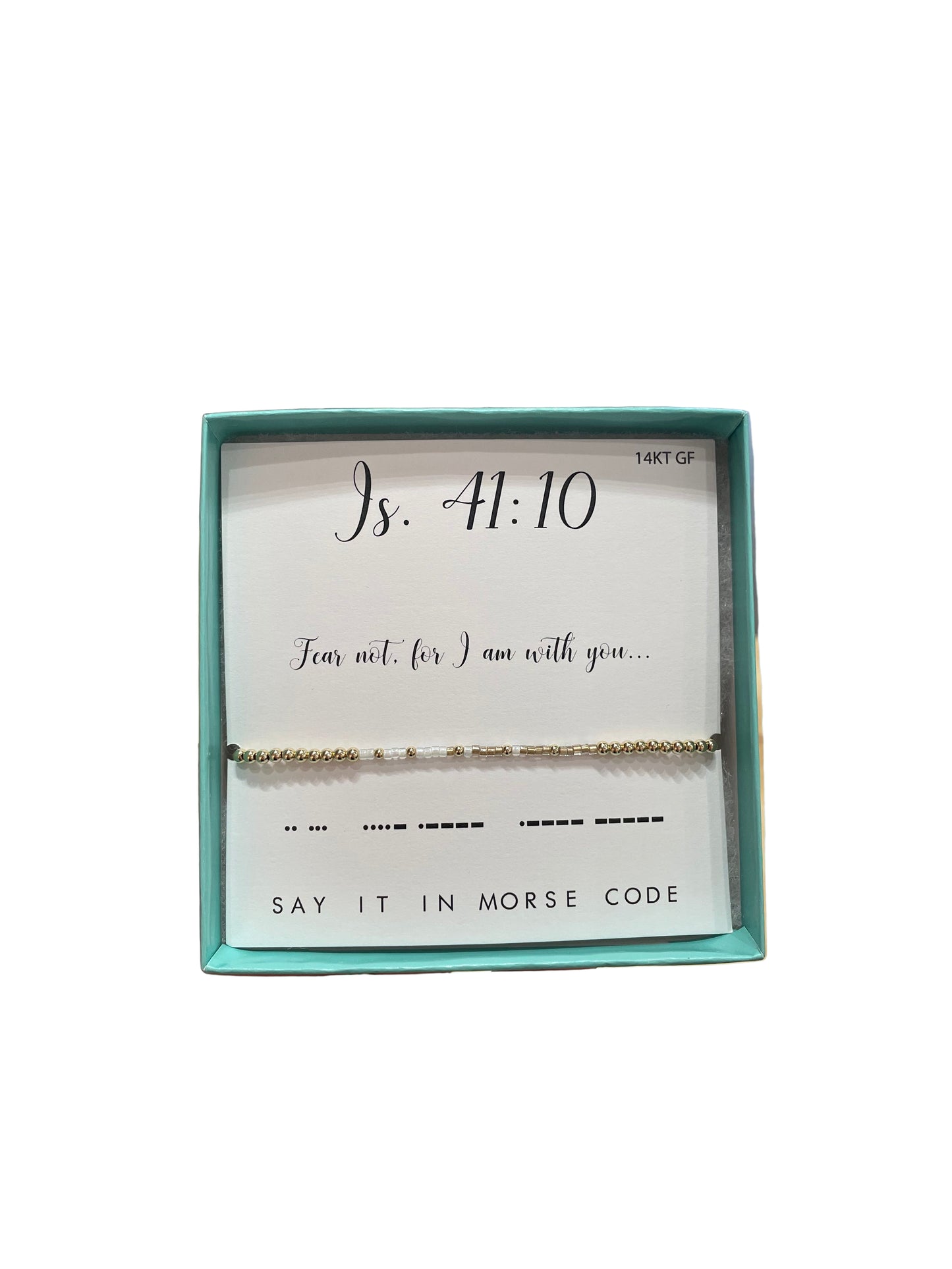 Morse Code 14K Gold Filled Stretch Bracelet, Isaiah 41:10