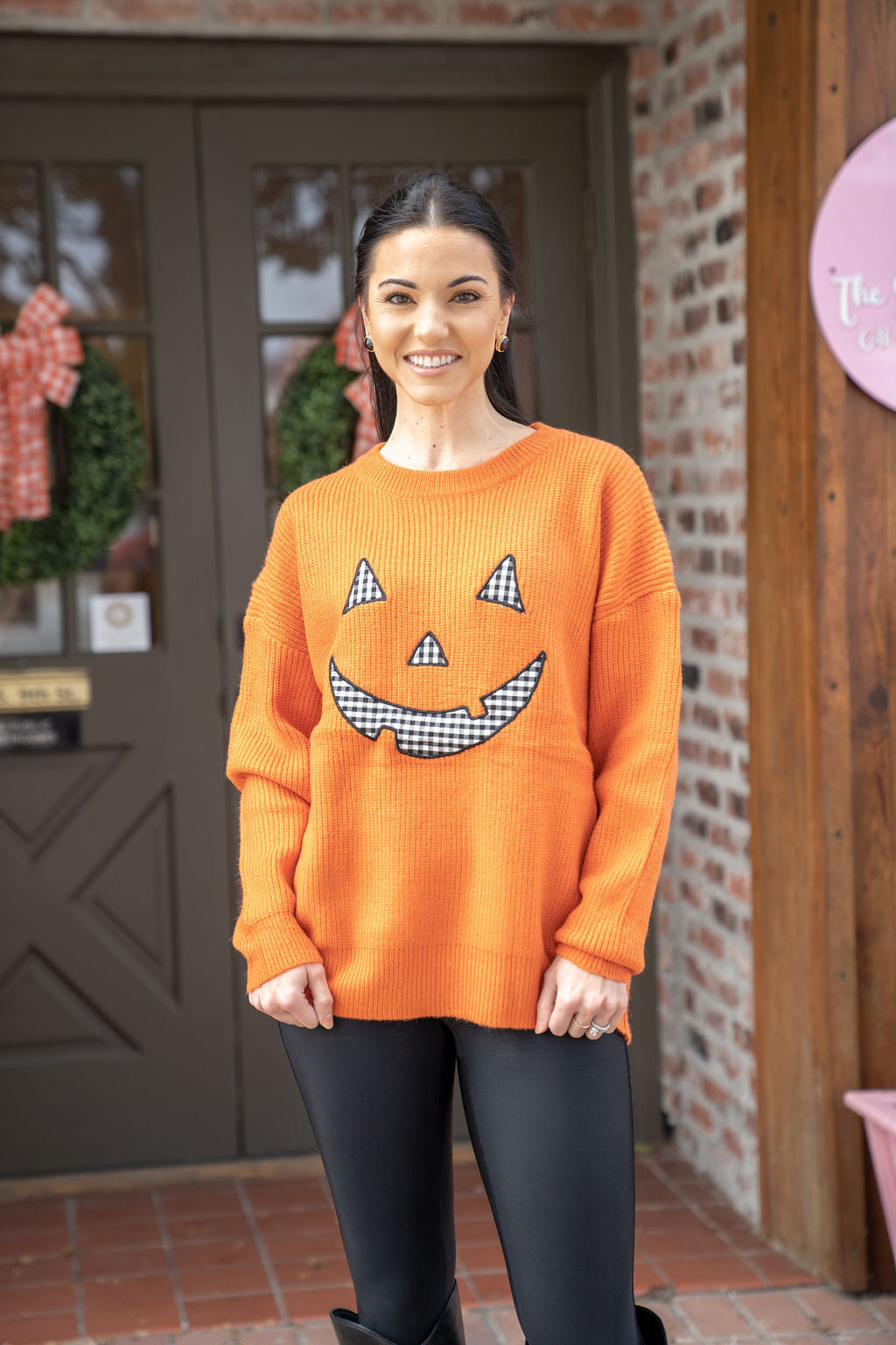 Jack O Lantern Gingham Sweater