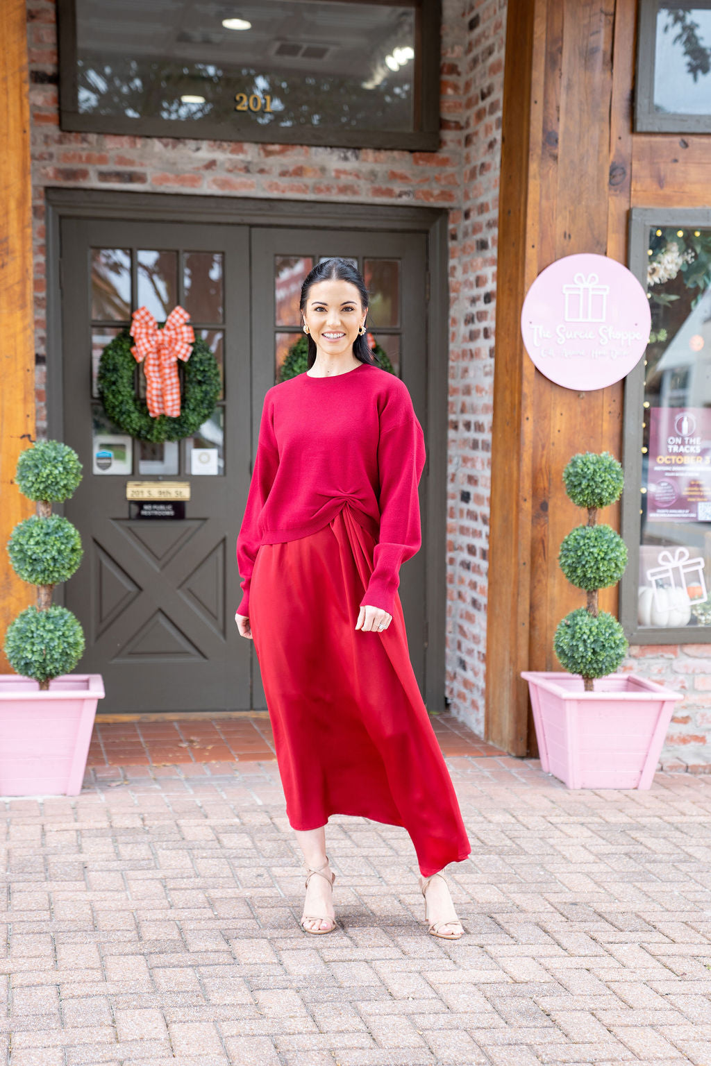 Mistletoe Layered Sweater Midi Dress
