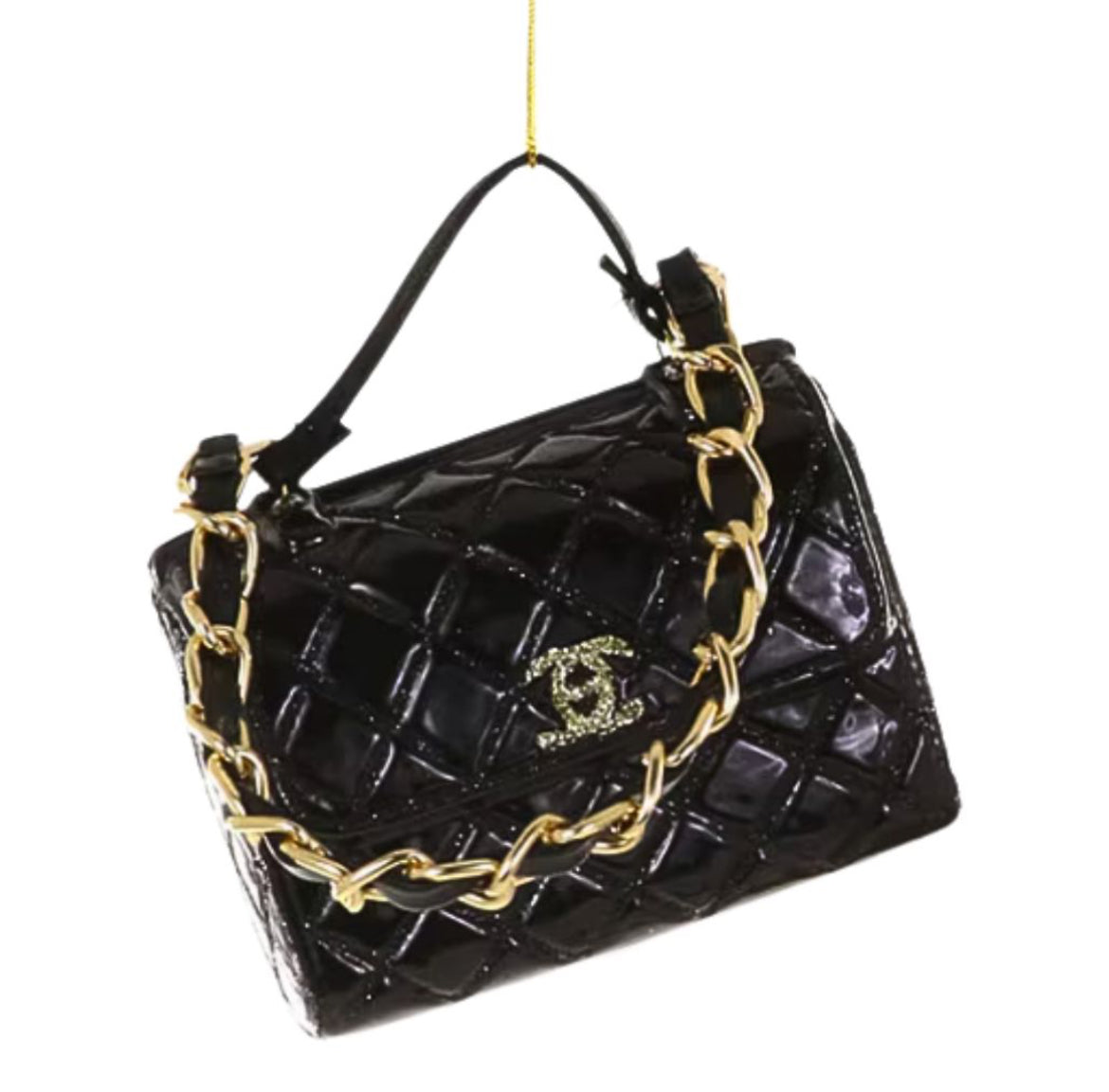 Luxe Quilted Handbag Ornament, Black