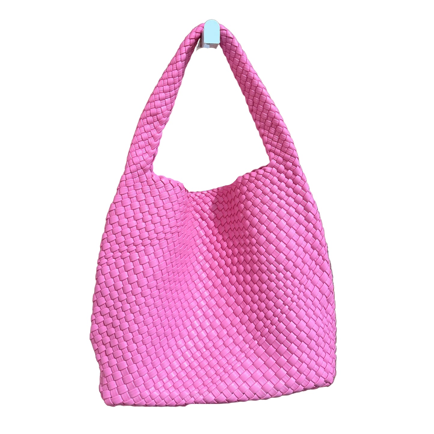 Soho Woven Shoulder Bag, Hot Pink