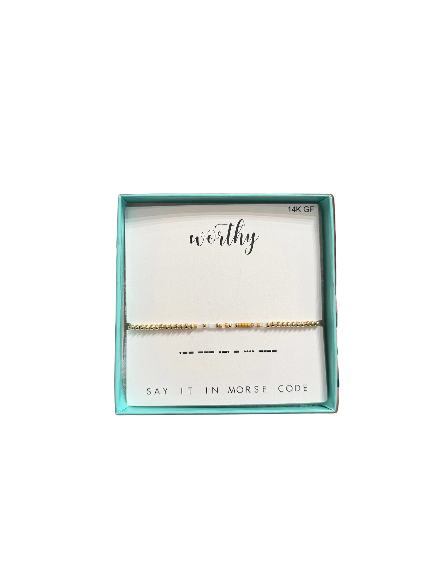 Morse Code 14K Gold Filled Stretch Bracelet, Worthy