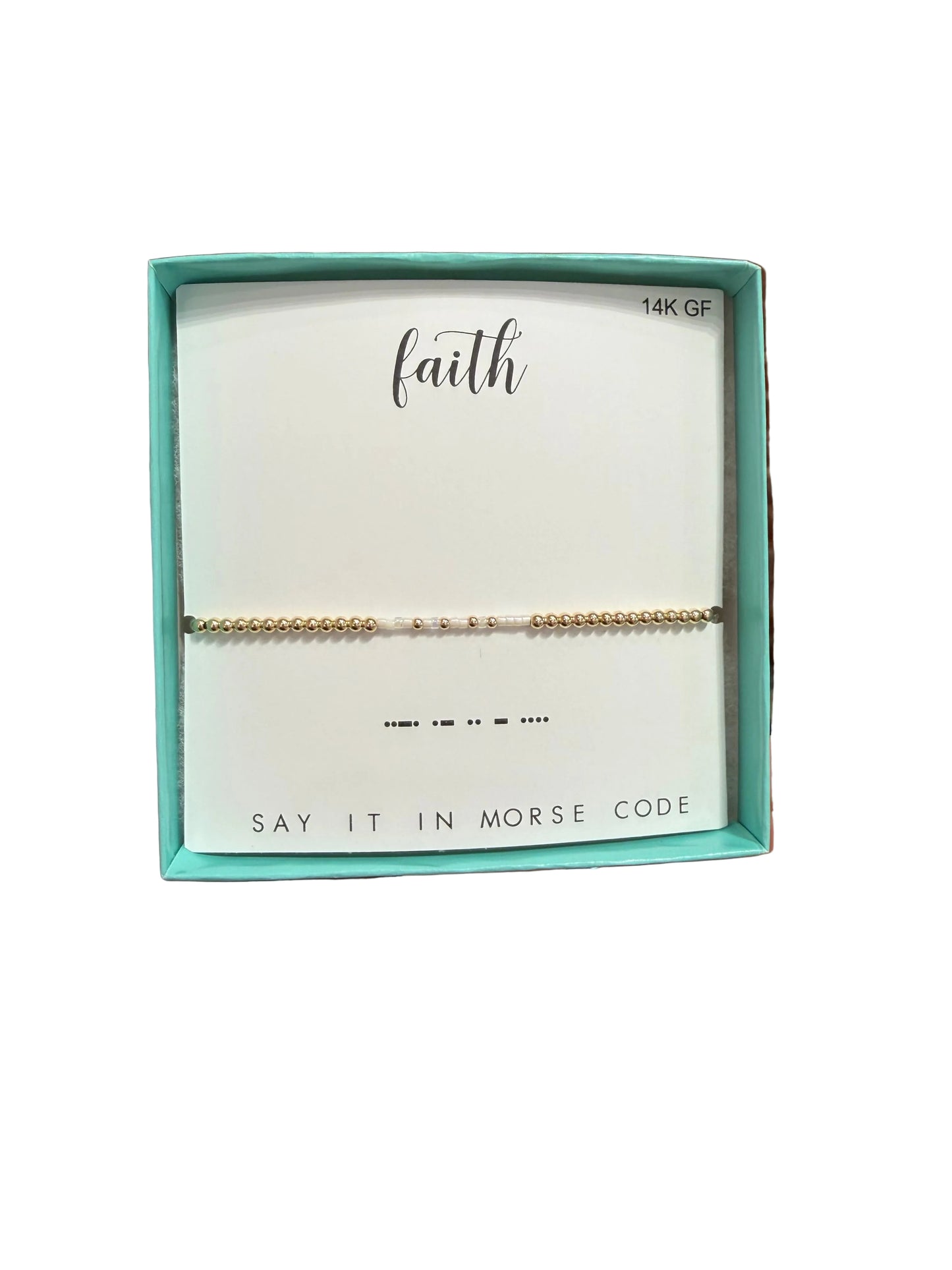 Morse Code 14K Gold Filled Stretch Bracelet, Faith