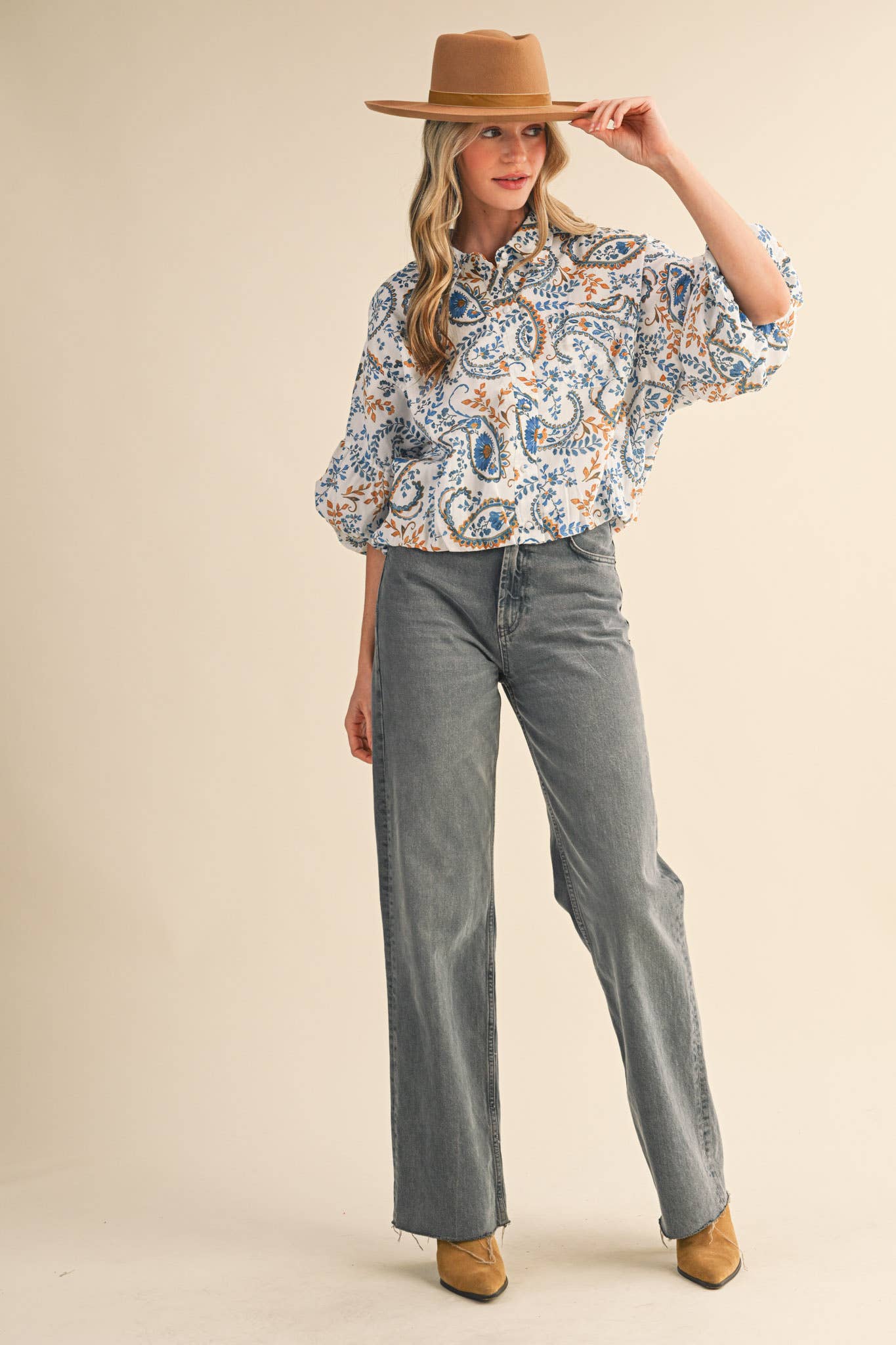 AUTUMN PAISLEY PRINT TOP