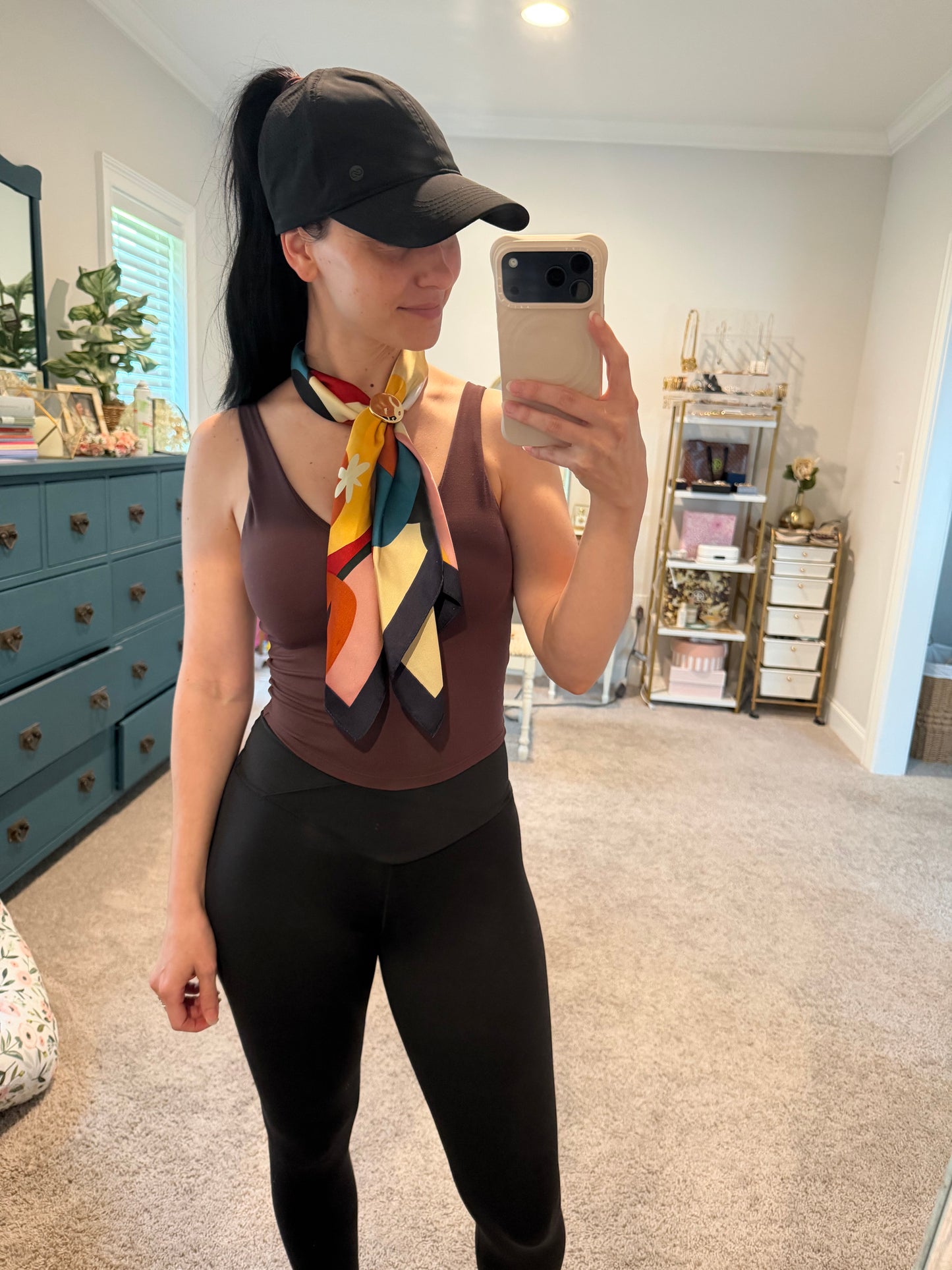 Annie Adjustable Scarf Necklace, Brown Multi Abstract