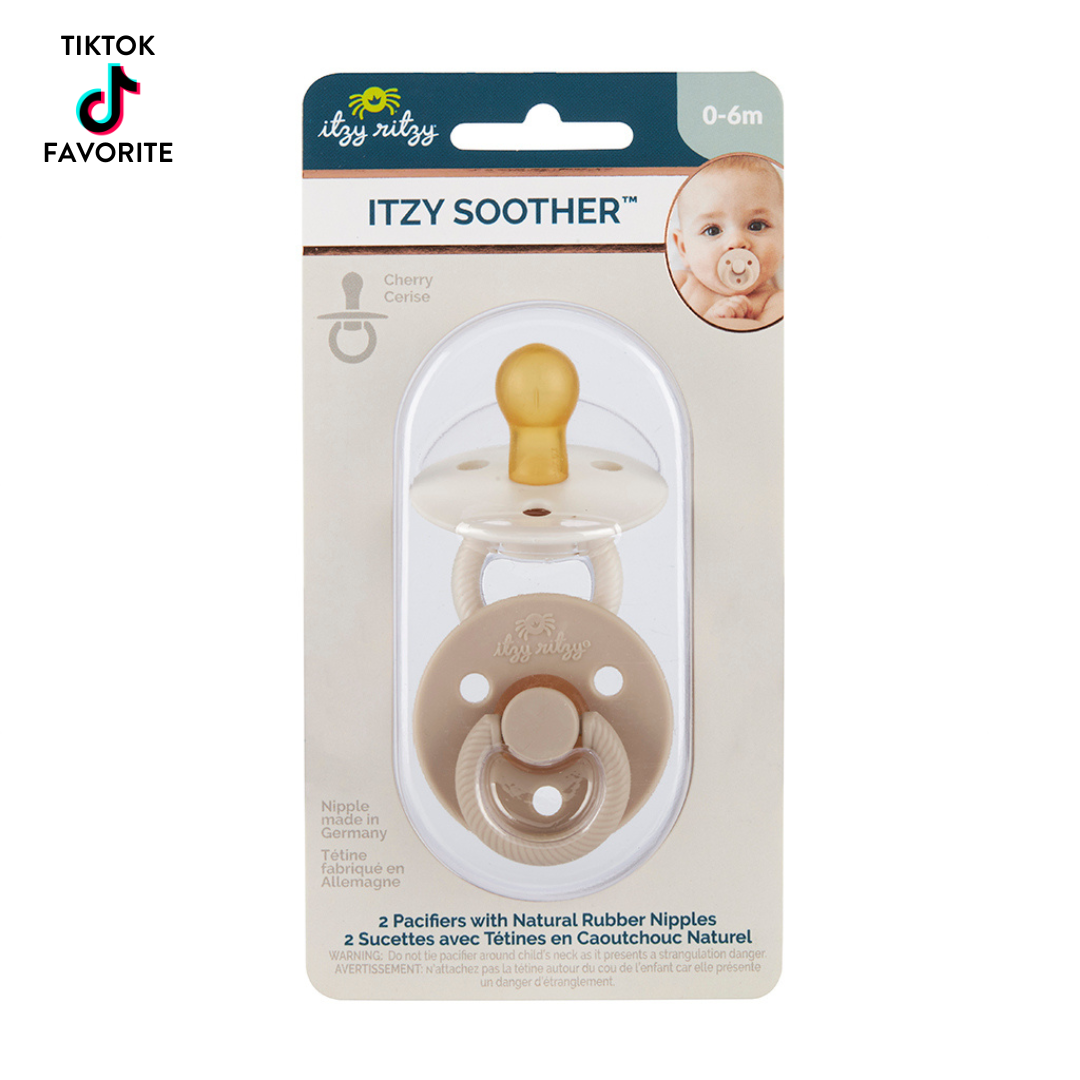 Itzy Soother™ Natural Rubber Paci Sets: Pink Bow 0-6 M