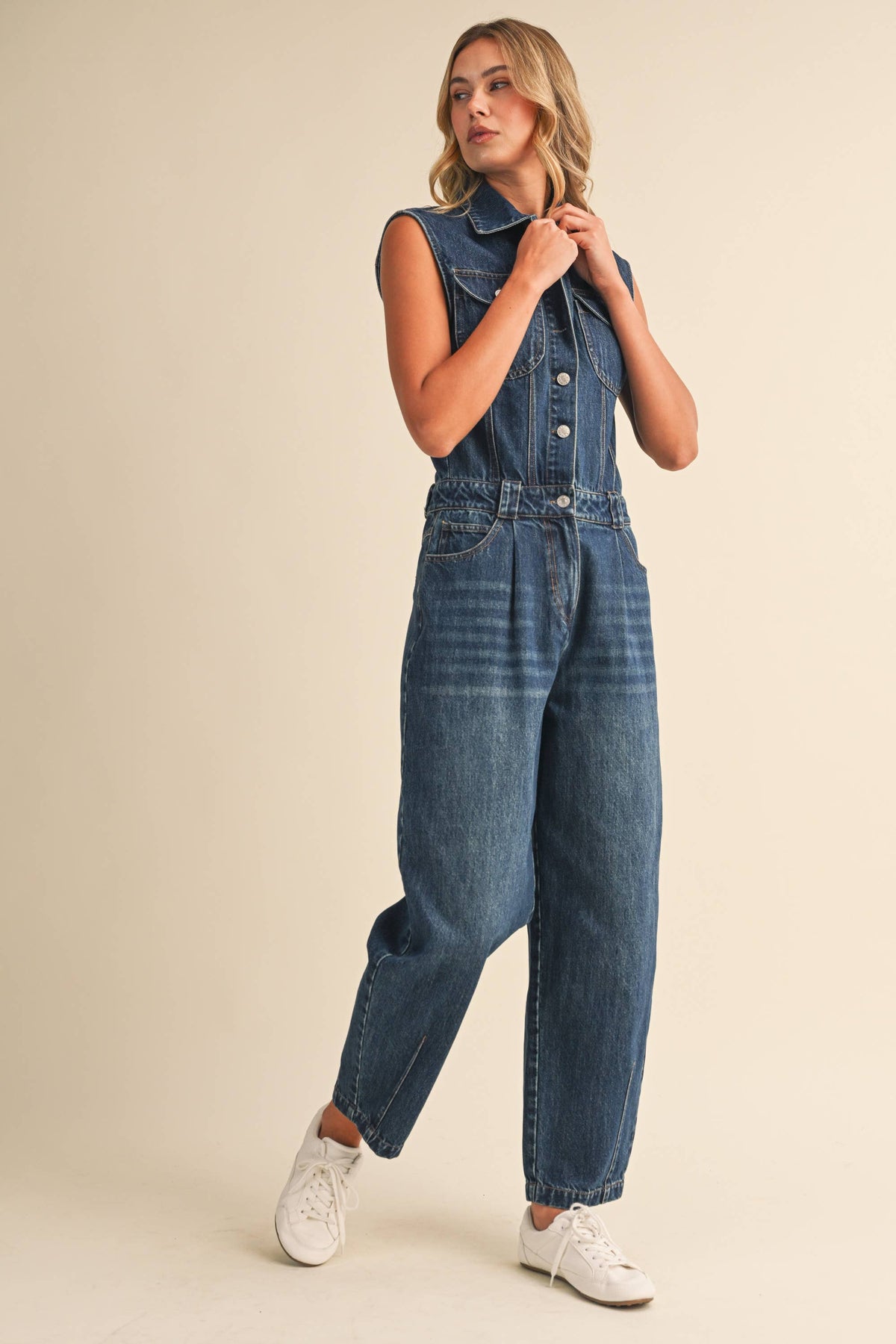 LEXI DENIM SLEEVELESS JUMPSUIT