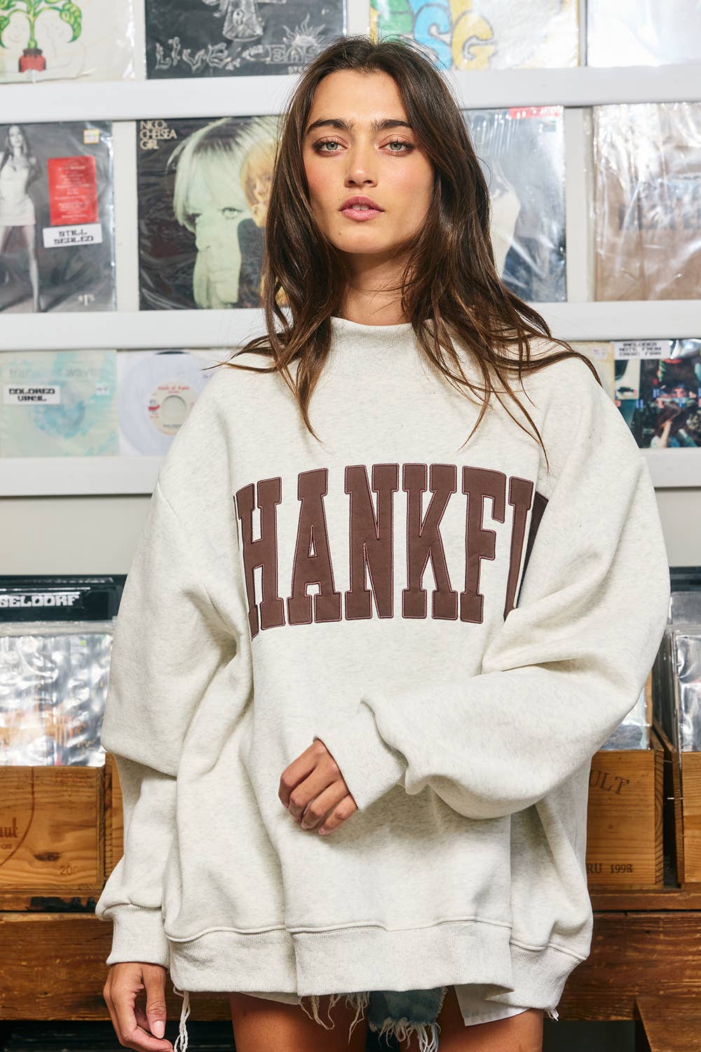 THANKFUL Mock Neck Sweatshirt