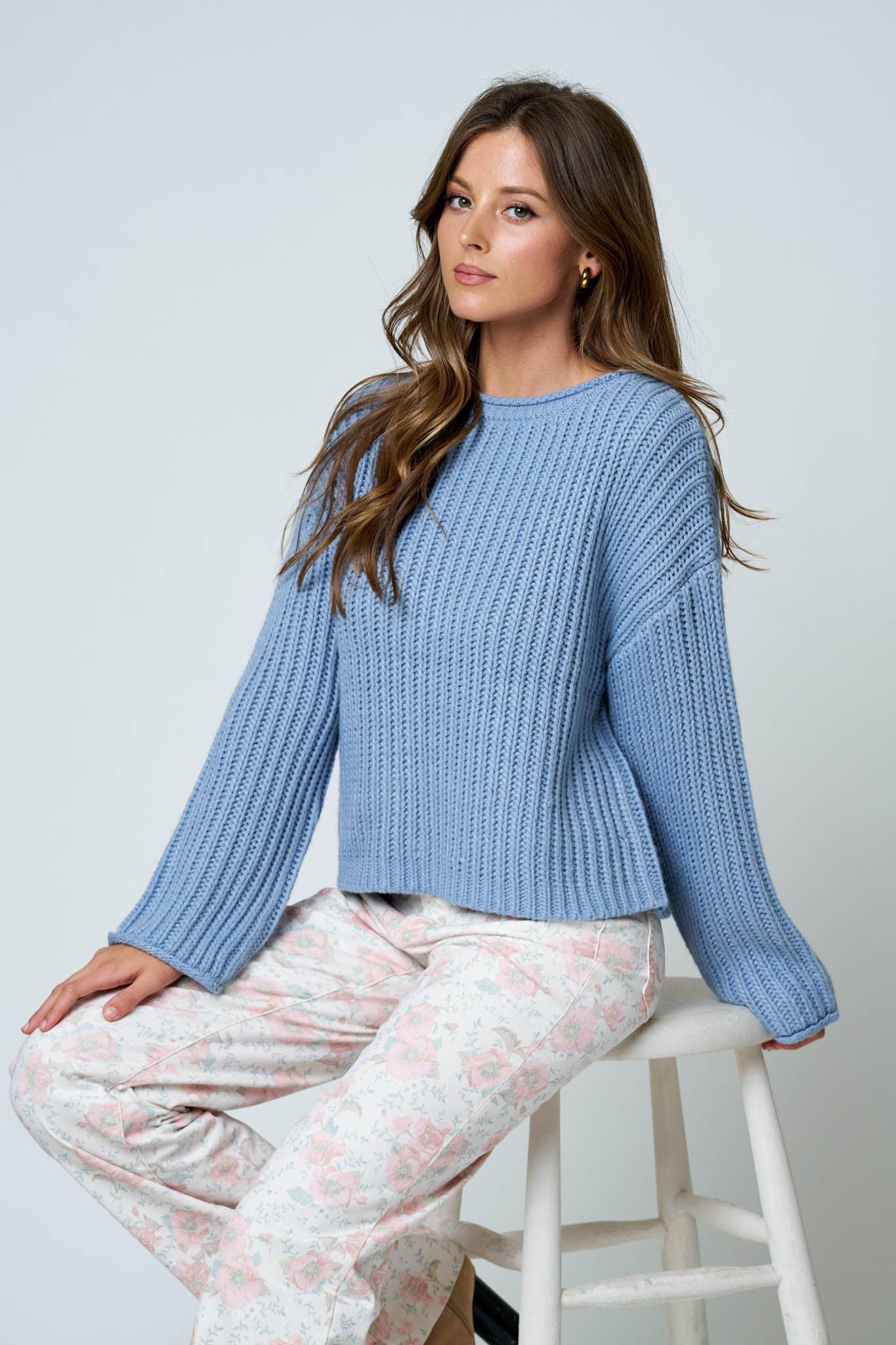RORY KNIT SWEATER: DUSTY BLUE