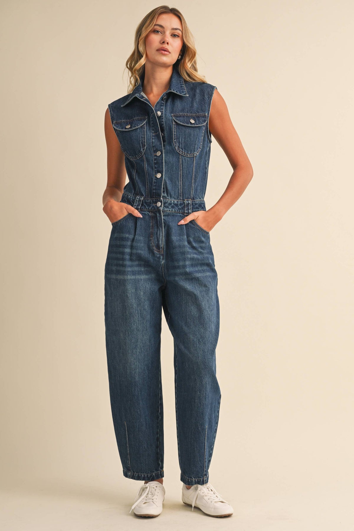 LEXI DENIM SLEEVELESS JUMPSUIT