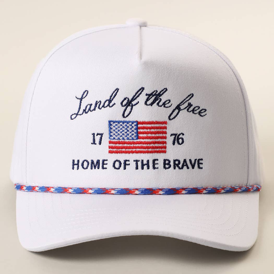 Land of the Free Embroidered USA Rope Trucker Hat