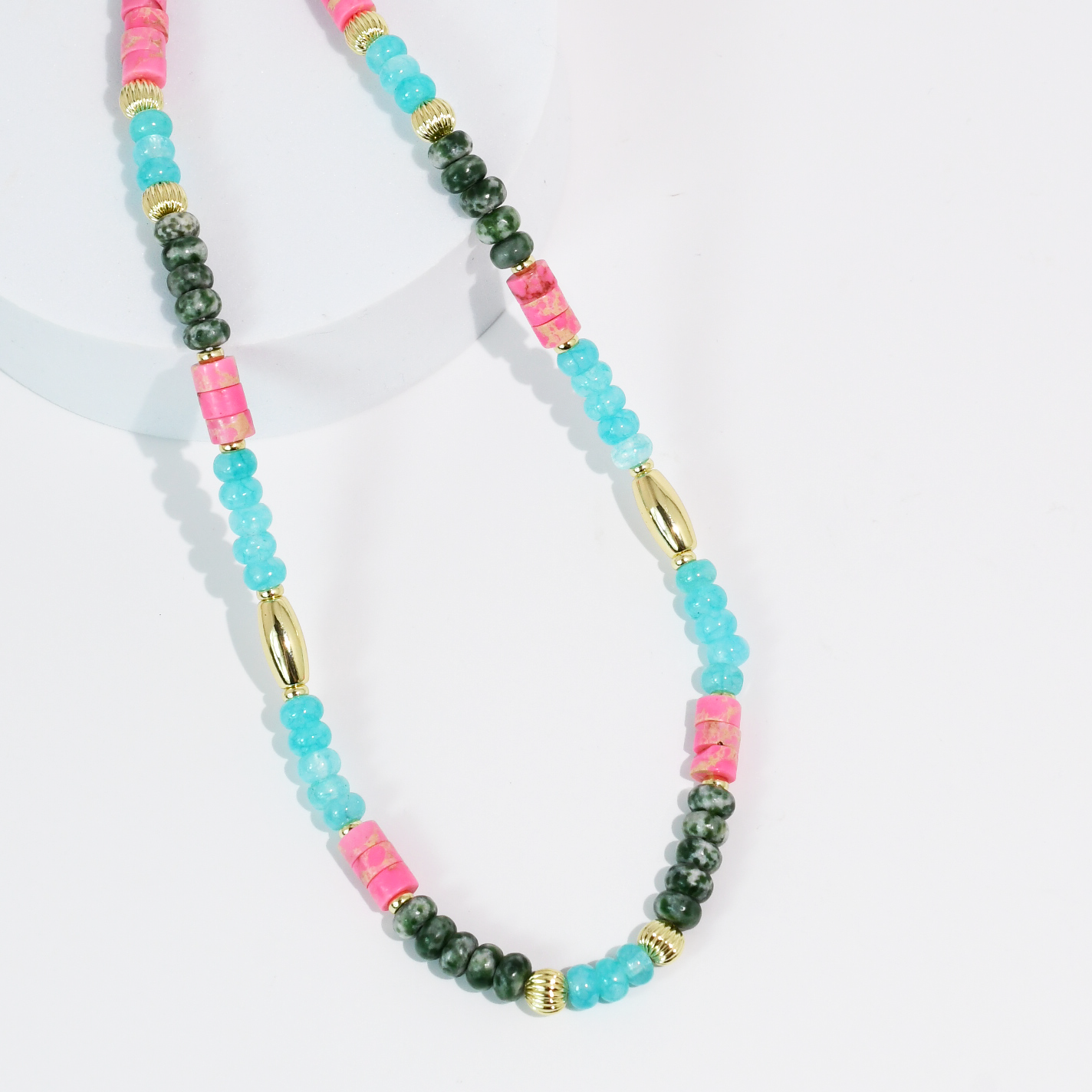Aqua Tile Gemstone Necklace